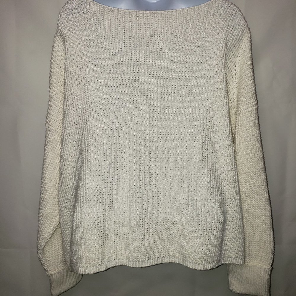 French Connection Waffle Knit White Sweater - Picture 2 of 8